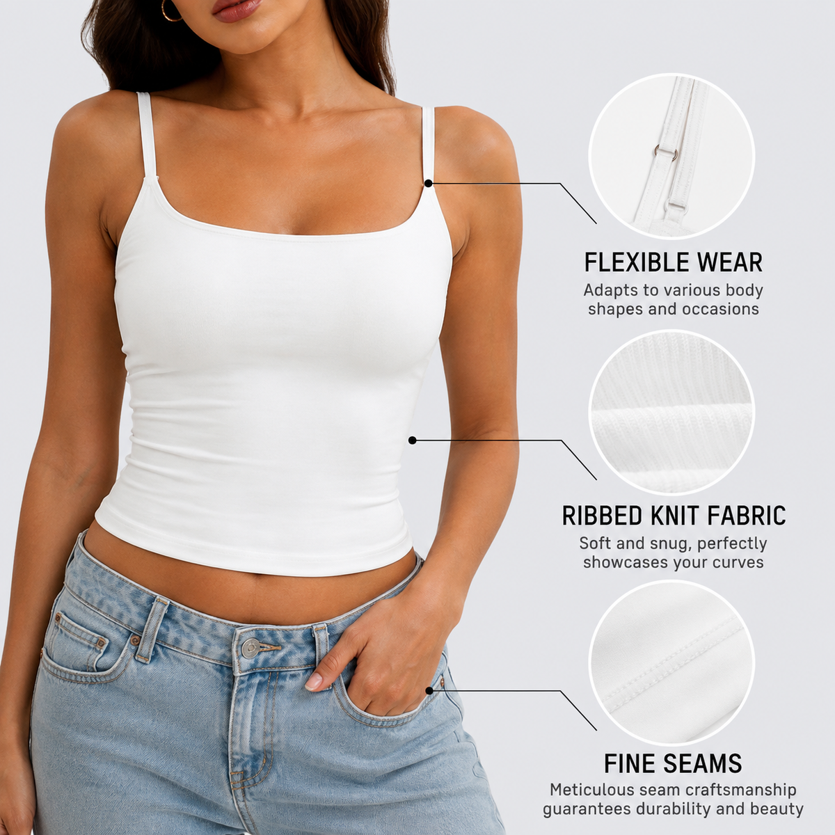 Velora™ Seamless Cami Top – Everyday Comfort & Smooth Fit