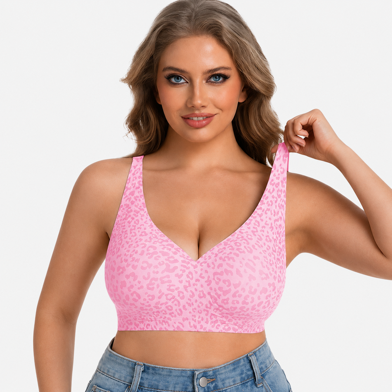 Velora™ Seamless Leopard Deep V Push-Up Wireless Bra