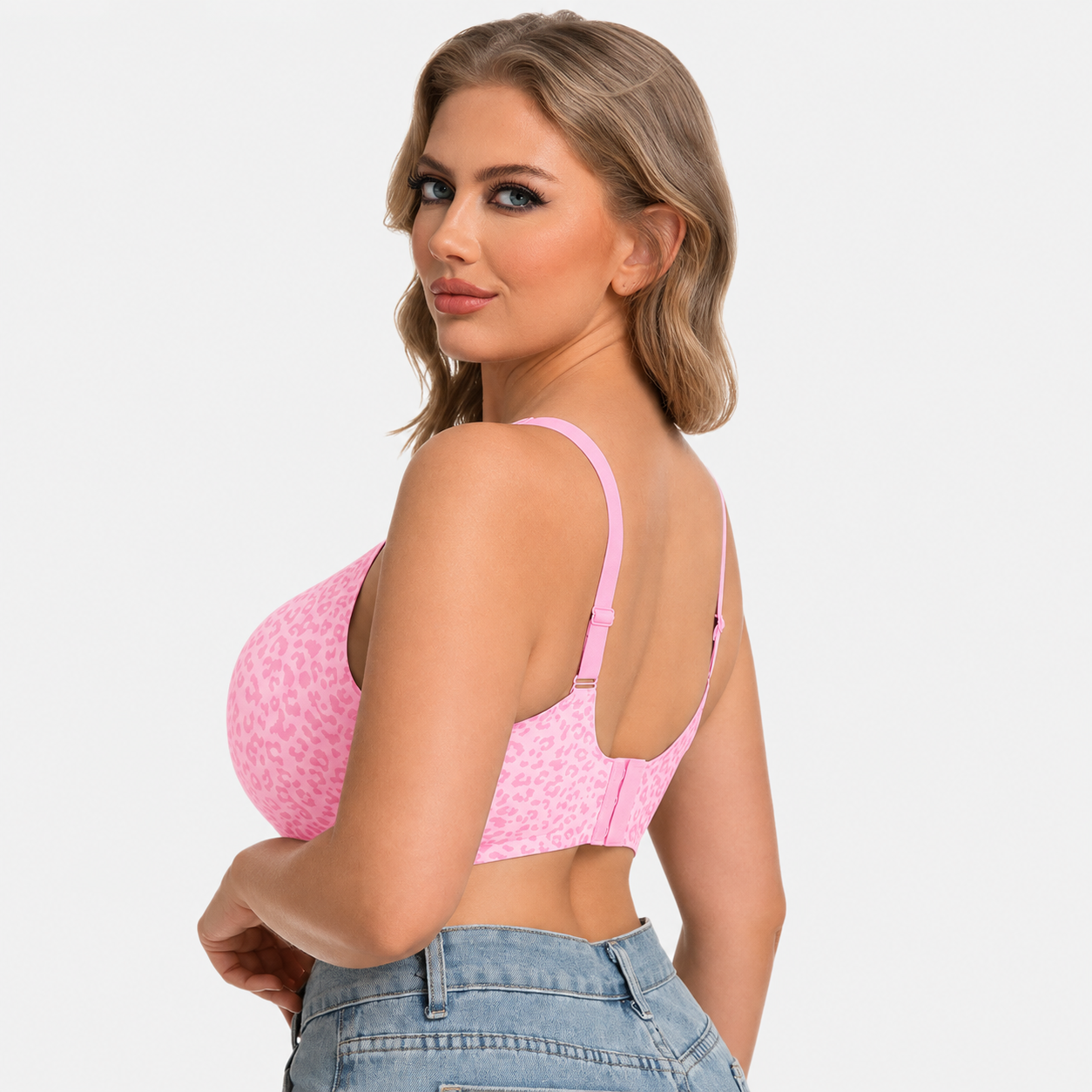 Velora™ Seamless Leopard Deep V Push-Up Wireless Bra