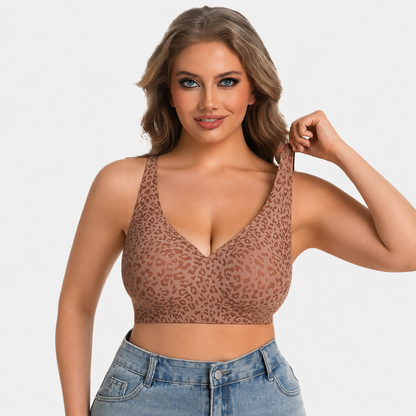 Velora™ Seamless Leopard Deep V Push-Up Wireless Bra
