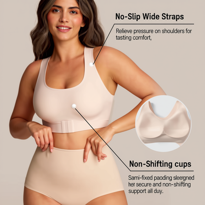 Front Closure Cross-Back Wireless Posture Bra
